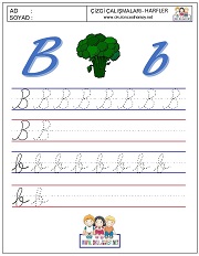 b harfi çizgi çalışması